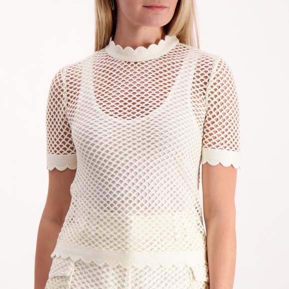 Self portrait Fishnet Crochet Lace Top - Picture 8 of 9